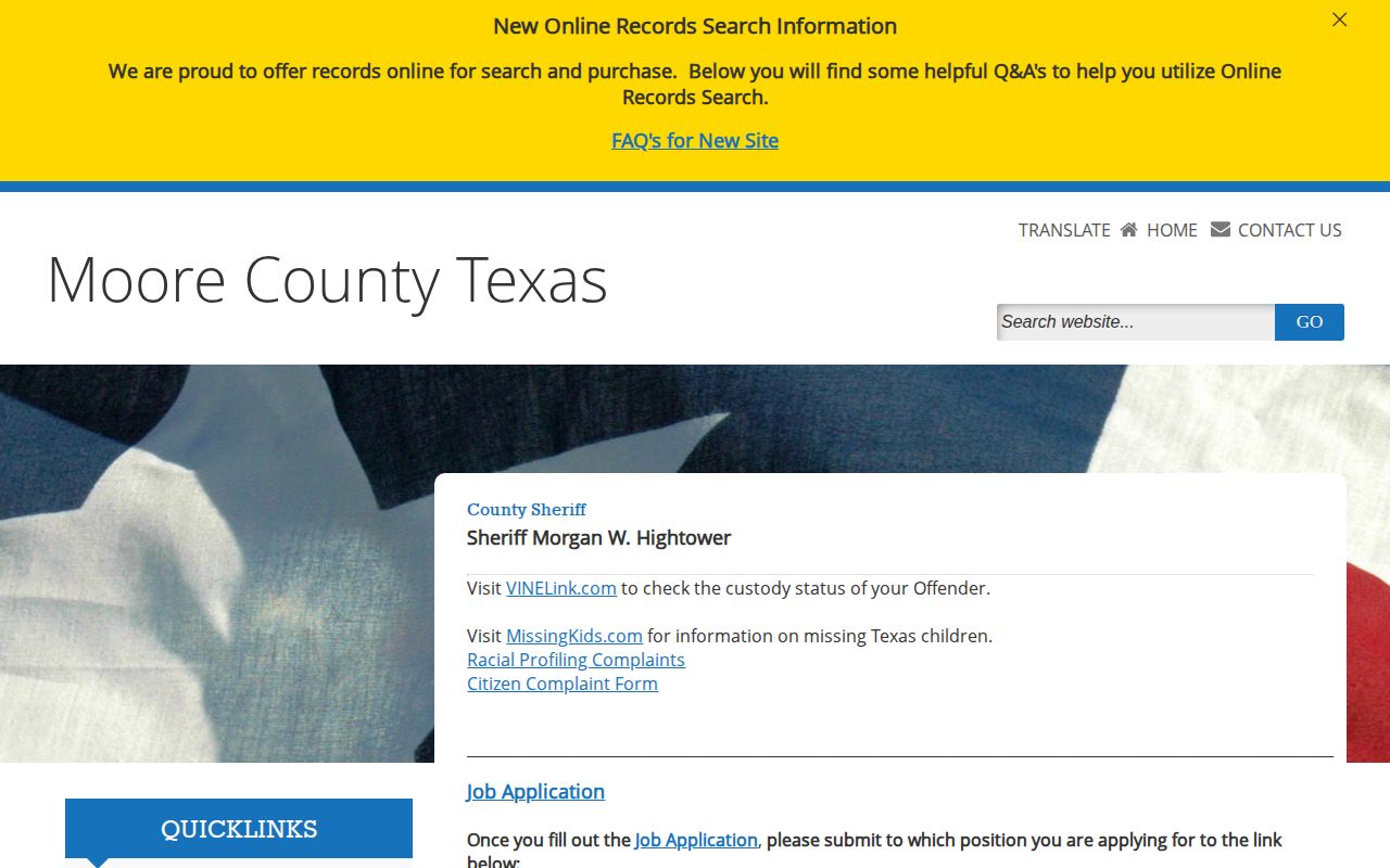 Moore County Jail release contact and VINELink referral